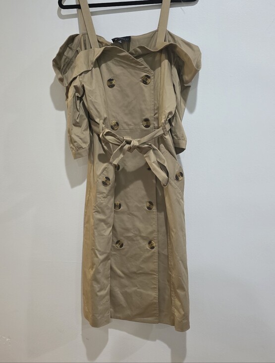 Eloquii Dresses & Skirts - Eloquii Khaki Off-The-Shoulder Trench Dress Size 18